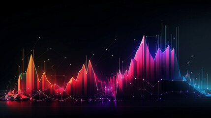 Neon Graphic of a Trading Diagram: Visualizing Economic Trends with Bright and Bold Graphics