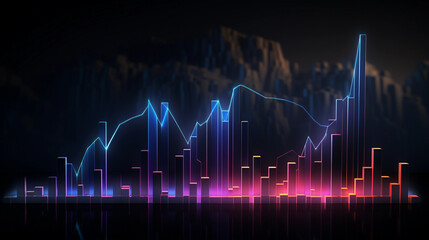 Sleek Neon Trading Graph in 2D: Capturing the Pulse of the Market with Vibrant Precision