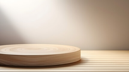 Empty minimal natural wooden table counter podium