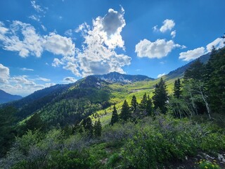 Sunlit view of Mount Raymond, Wasatch National Forest, Utah