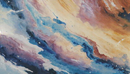 Naklejka premium Ethereal Horizons: An Abstract Watercolor Painting