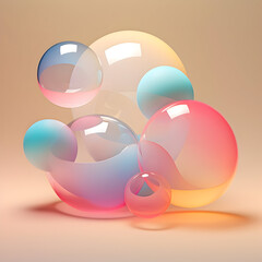 Abstract composition of overlapping translucent spheres with a gradient background, Abstract background with bubbles