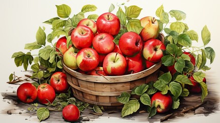 Naklejka na ściany i meble A basket full of apples