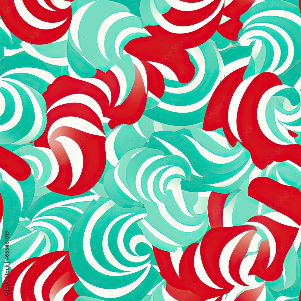 Wall mural Candy Cane Inspired Christmas Wrapping Paper Pattern - Seamless, Tileable.