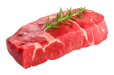 raw beef steak with rosemary isolated on transparent background.