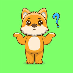 Cute dog confused cartoon vector icon illustration
