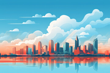 Fototapeta premium city skyline with bright clouds