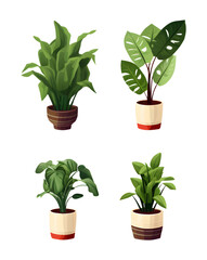 Fototapeta na wymiar illustration potted plants for the interior. Isolated on transparent background.