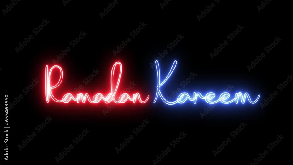 Poster ramadan kareem text font with light. luminous and shimmering haze inside the letters of the text ram