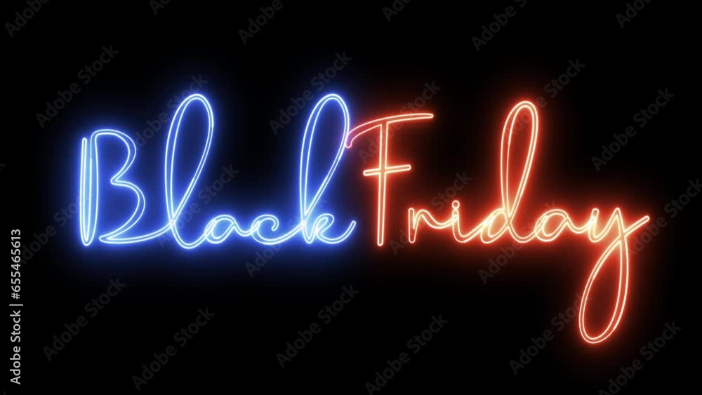 Aufkleber black friday text font with neon light. luminous and shimmering haze inside the letters of the text 