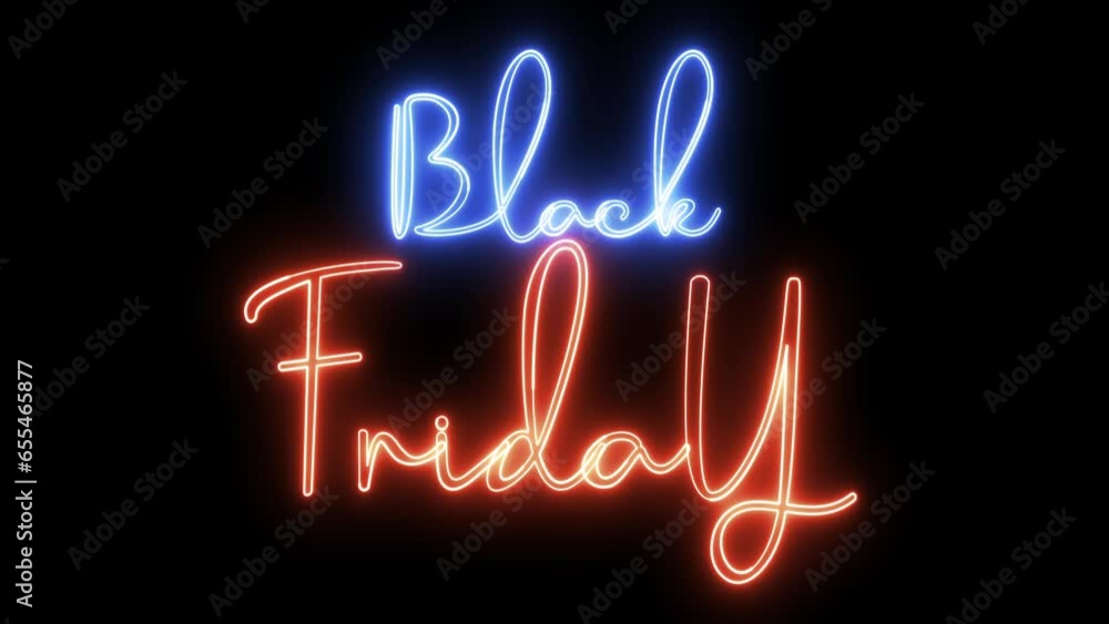 Aufkleber black friday text font with neon light. luminous and shimmering haze inside the letters of the text 