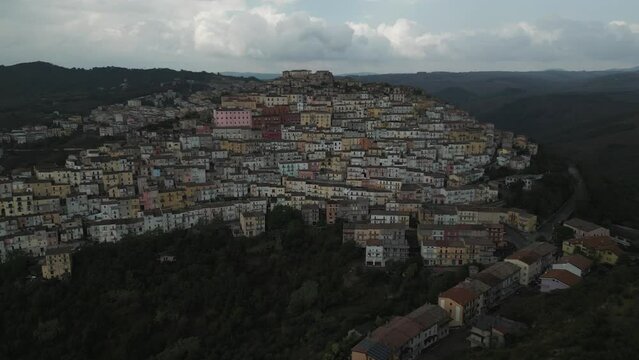 Aerial view of Calitri, Avellino, Campania, Italy.