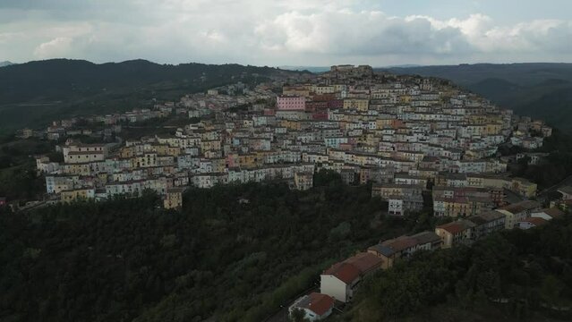 Aerial view of Calitri, Avellino, Campania, Italy.
