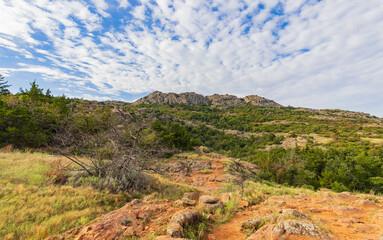 Daytime landscape of the Wichita Mountains National Wildlife Refuge