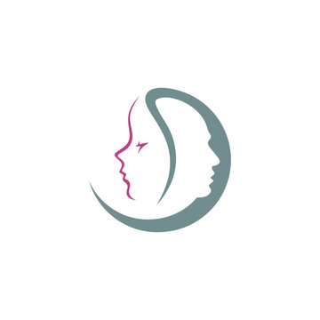 two face man and women logo abstract, silhouette