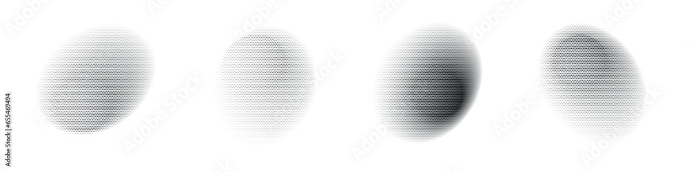 Poster grainy noise stippled dots in a gradient circle texture. sand or grunge effect. half tone and brush 