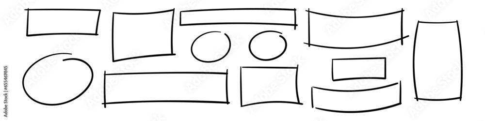Canvas Prints rectangle borderline. square shape outline on hand drawing style. flat vector isolated illustration