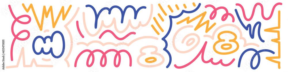 Poster squiggle pattern memphis. abstract line and shapes. fun and colorful children's party pattern. isola