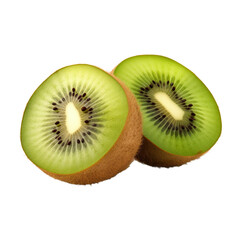 Fototapeta na wymiar ripe kiwi with a half of kiwi isolated on white background, ai generated