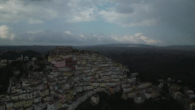 Aerial view of Calitri, Avellino, Campania, Italy.