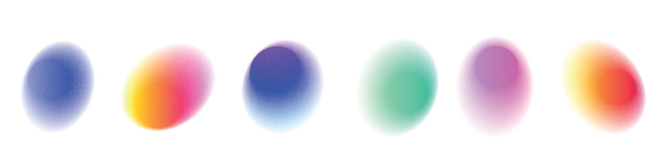 Circular shape with a holographic gradient, light noise and blur effects. Flat vector illustration isolated on white background.