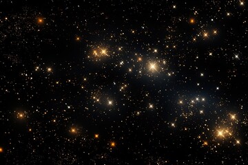 Fototapeta na wymiar Image of stars floating over light spots on black background