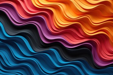 Obraz premium Square of multi colored paper with copy space on waves of paper background,Multi layers color texture 3D papercut layers
