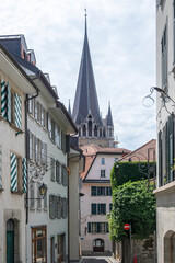 Panorama of old town of city of Lausanne, Switzerland
