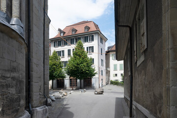 Panorama of old town of city of Lausanne, Switzerland