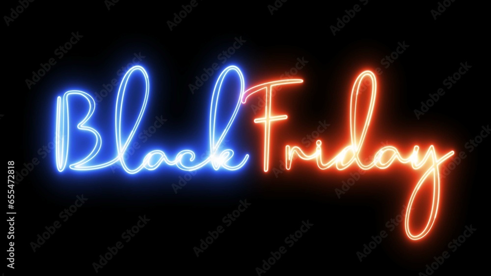 Aufkleber black friday text font with neon light. luminous and shimmering haze inside the letters of the text 