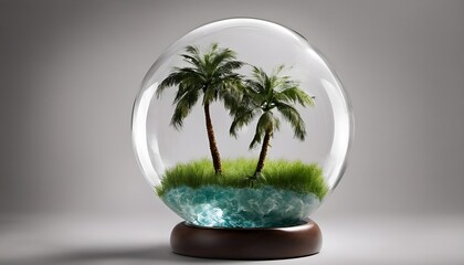 Palm trees in a snow globe