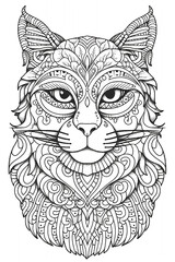 coloring_page_for_adults_mandala_style_cat_Savannah
