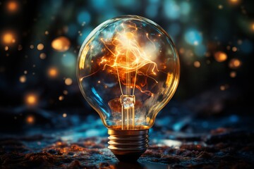 Light Bulb Illustration: Bright, Glowing, Creative, Futuristic Concept, Technology Luminous Electric Idea, Energy Technology, Modern Design, and Artificial Intelligence - Perfect for Inspiration!