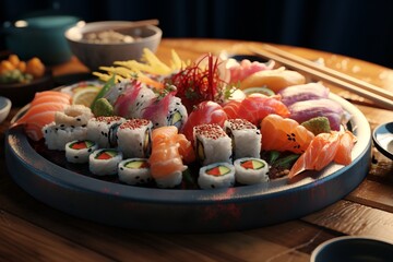 sushi on a plate, Generative AI