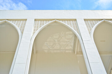 Arabian arches in Mosque, Eid Mubarak Islamic background.