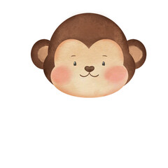 Cute monkey watercolor hand drawn safari