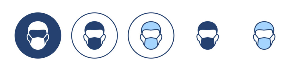 Mask icon vector. Medical mask sign and symbol. Man face with mask icon. Safety breathing mask