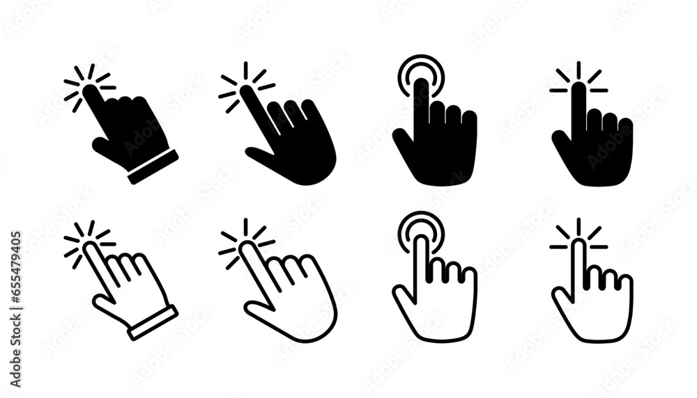 Poster hand click icon vector. clicking finger icon. pointer icon