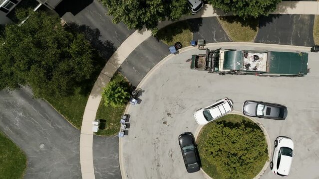 Drone view of garbage collection for recyclable materials.
