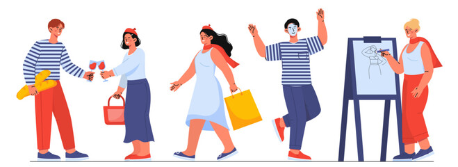 Set of French people vector concept © Aleksey