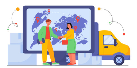 People with global trading vector concept