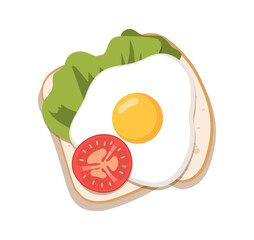 Healthy breakfast toast with eggs vector concept