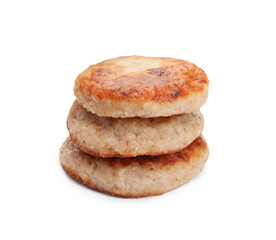 Delicious fried vegan cutlets isolated on white