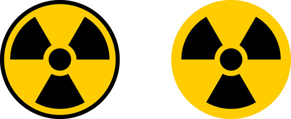 Nuclear Hazard Ionizing Radiation Danger X Rays Trefoil Warning Symbol Black and Yellow Icon Set. Vector Image. - obrazy, fototapety, plakaty