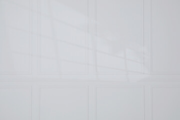 Fototapeta na wymiar Shadow from window and houseplant on dark grey wall indoors