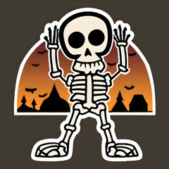 Skeleton Halloween symbol icon logo vector