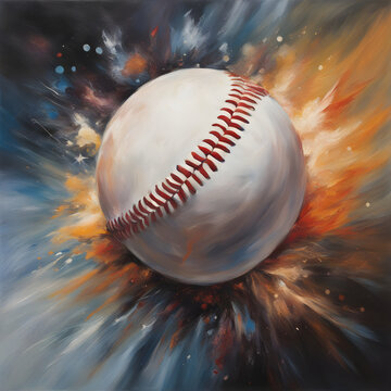 baseball oil painting