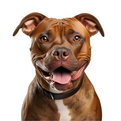 Happy Pitbull Isolated on Transparent or White Background, PNG
