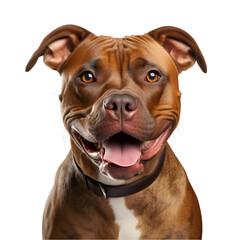 Obraz premium Happy Pitbull Isolated on Transparent or White Background, PNG