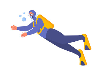 Man diving underwater vector concept